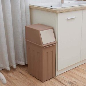 XFENG Plastic Waste Bin Large-Capacity Trash Can with Press Lid 30 Liters Garbage Bin On Wheels Rubbish Recycling for Kitchen, Living Room, Outdoor, Garden (Color : Coffee)