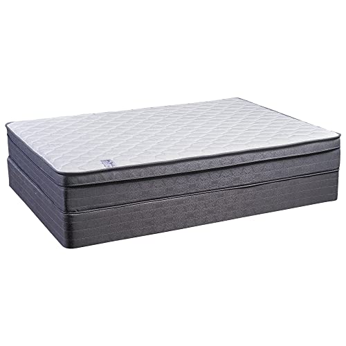 NUTAN 10-Inch Plush Foam Encased Hybrid Eurotop Innerspring Mattress and 4" Wood Low Profile Boxspring/Foundation Set, Twin