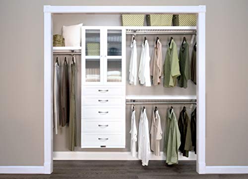 John Louis Home 12in. Deep Woodcrest White Premier Organizer with 5 Drawers (6 and 8in.) and Doors