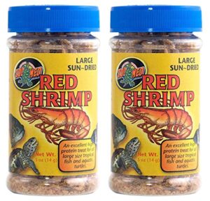 zoo med 2 pack of large sun-dried red shrimp, 0.5 ounces each, treat for large tropical fish and aquatic turtles