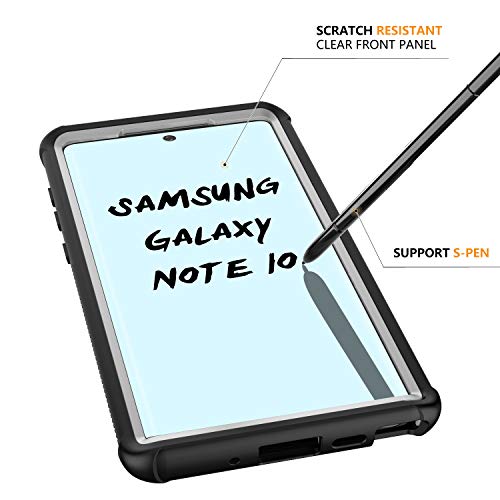 Nineasy Samsung Galaxy Note 10 Case, 360° Full Body Protective Built in Screen Protector Support Wireless Charging,Heavy Duty Dropproof Case for Samsung Note 10 6.3inch (Black/Clear)