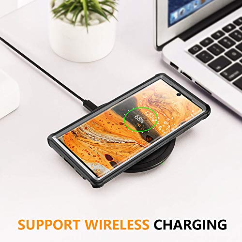 Nineasy Samsung Galaxy Note 10 Case, 360° Full Body Protective Built in Screen Protector Support Wireless Charging,Heavy Duty Dropproof Case for Samsung Note 10 6.3inch (Black/Clear)