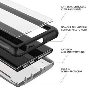 Nineasy Samsung Galaxy Note 10 Case, 360° Full Body Protective Built in Screen Protector Support Wireless Charging,Heavy Duty Dropproof Case for Samsung Note 10 6.3inch (Black/Clear)