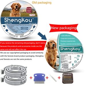 Flea and Tick Collar for Large Dogs - Natural Prevention, Control, and Treatment with Waterproof and Safe Ingredients - Includes Free Comb and 2-Pack (27.5 inches)