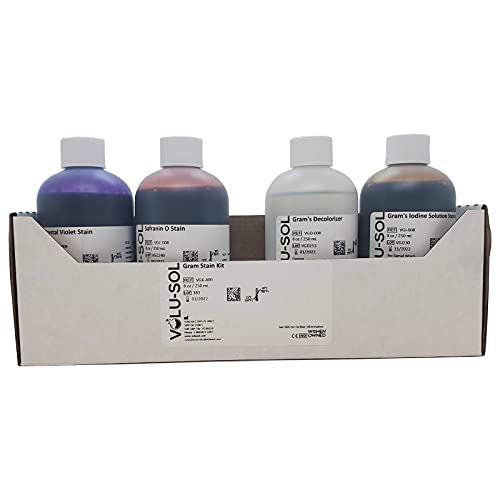 Volu-Sol - Gram Stain Kit, Flip Top Lids Included (250 mL / 8 oz.)