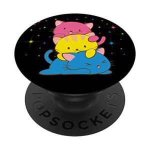pansexual kawaii cat anime art cute pan pride popsockets popgrip: swappable grip for phones & tablets