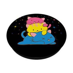 Pansexual Kawaii Cat Anime Art Cute Pan Pride PopSockets PopGrip: Swappable Grip for Phones & Tablets