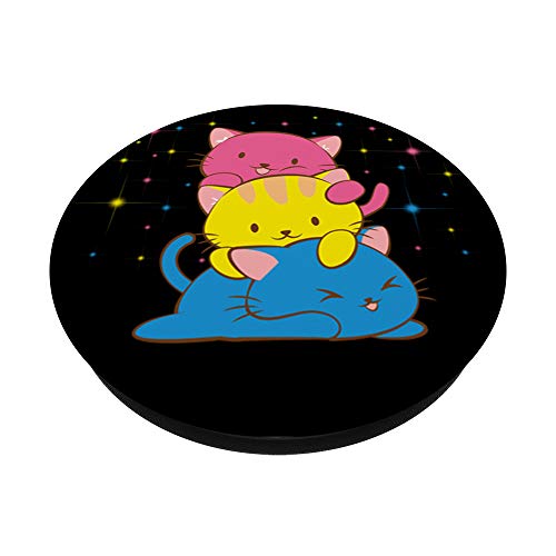 Pansexual Kawaii Cat Anime Art Cute Pan Pride PopSockets PopGrip: Swappable Grip for Phones & Tablets