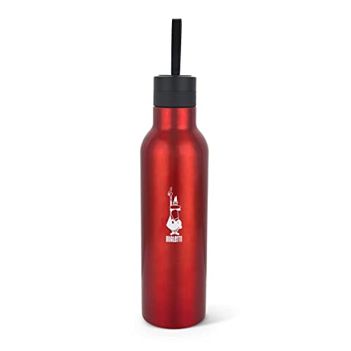 Bialetti - Stainless-steel Water Bottle 25oz: Double-Layered Vacuum Insulated, Keeps Drink Cold for 24 Hours and Hot for 12 Hours, Red