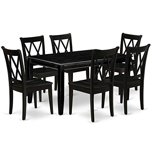 East West Furniture DUCL7-BLK-W Dining Table Set, 7-Piece