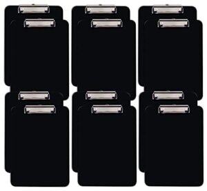 black plastic clipboards, 12 pack, durable, 12.5 x 9 inch, low profile clip, by better office products, black, set of 12