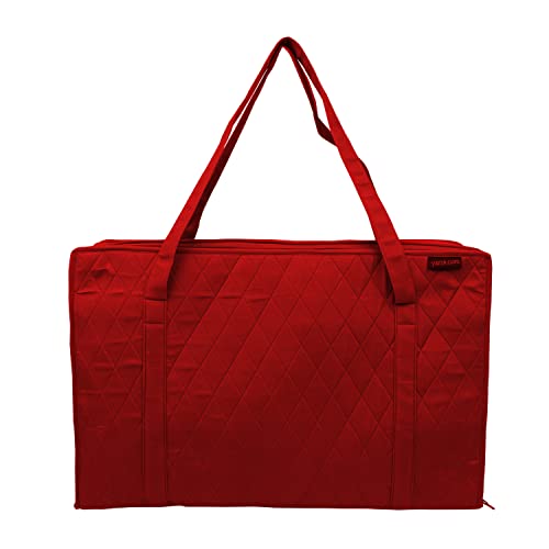 Yazzii Carry All Organizer Tote – Ultimate Craft Storage Bag with 20 pockets for Quilting Supplies, Sewing Notions, Embroidery & More - Red