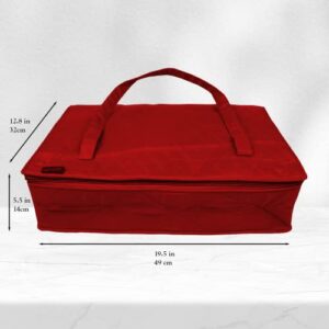 Yazzii Carry All Organizer Tote – Ultimate Craft Storage Bag with 20 pockets for Quilting Supplies, Sewing Notions, Embroidery & More - Red