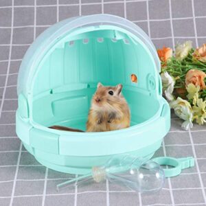 POPETPOP Portable Hamster Cage-Transparent Plastic Small Animal Carrier Fully-Equipped Accessories for Syrian Hamster Gerbil Rat Mouse Squirrel Rodent Travel Carrier-Green