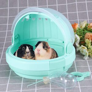 POPETPOP Portable Hamster Cage-Transparent Plastic Small Animal Carrier Fully-Equipped Accessories for Syrian Hamster Gerbil Rat Mouse Squirrel Rodent Travel Carrier-Green