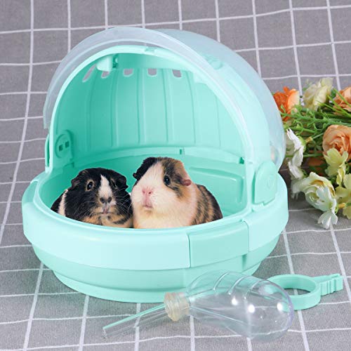 POPETPOP Portable Hamster Cage-Transparent Plastic Small Animal Carrier Fully-Equipped Accessories for Syrian Hamster Gerbil Rat Mouse Squirrel Rodent Travel Carrier-Green