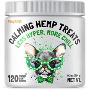 legitpet calming hemp treats for dogs - made in usa with organic hemp - natural separation aid - helps with barking, chewing, thunder, fireworks, aggressive behavior