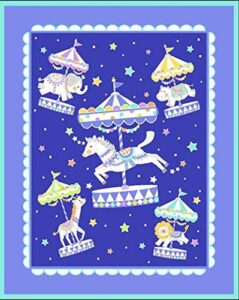 carousel animals pre-quilted panel 04