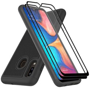 dahkoiz for samsung galaxy a20/a30 case with tempered glass screen protector, dual layer drop protection cover protective phone case for samsung galaxy a20/a30, black