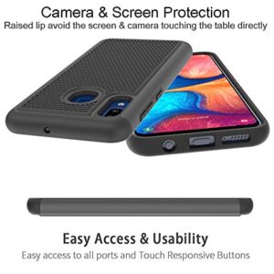 Dahkoiz for Samsung Galaxy A20/A30 Case with Tempered Glass Screen Protector, Dual Layer Drop Protection Cover Protective Phone Case for Samsung Galaxy A20/A30, Black