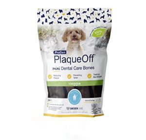 proden plaqueoff sytem mini dental care bones for dogs - vegetable 12 oz, green, 340g