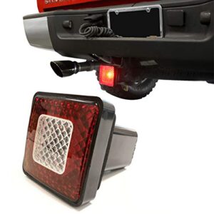 tc sportline 3" 80 led brake driving lamp with reverse light, truck suv trailer towing hitch receiver cover for 2" class iii hitch