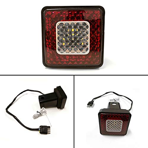 TC Sportline 3" 80 LED Brake Driving Lamp with Reverse Light, Truck SUV Trailer Towing Hitch Receiver Cover for 2" Class III Hitch