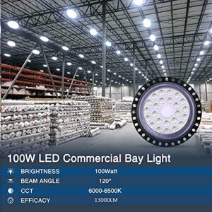 100W UFO LED High Bay Light,13000 Lumen Factory Warehouse Industrial Lighting,IP67 LED Commercial Bay Lights- High Bay Lighting for Garage Factory Gymnasium Basement Parking,LED Shop Lights