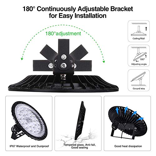 100W UFO LED High Bay Light,13000 Lumen Factory Warehouse Industrial Lighting,IP67 LED Commercial Bay Lights- High Bay Lighting for Garage Factory Gymnasium Basement Parking,LED Shop Lights