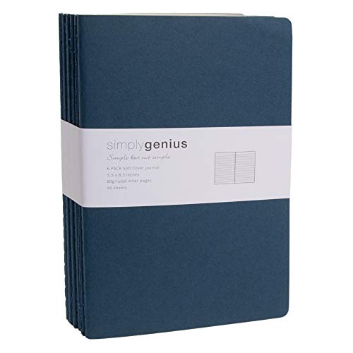 Simply Genius A5 Notebooks for Work, Travel, Business, School & More - College Ruled Notebook - Softcover Journals for Women & Men - Lined Note Books with 92 pages, 5.5" x 8.3" (Navy, 6 pack)