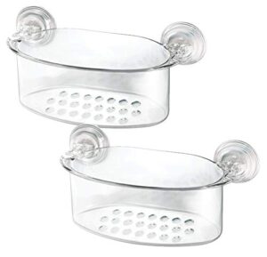 idesign power lock suction bathroom shower caddy basket for shampoo, conditioner, soap - clear, pack of 2