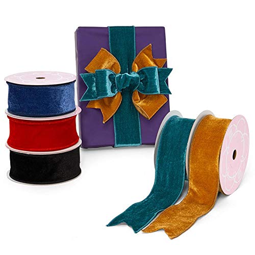 2 1/2 X 10 Yards Teal Velvet Wired Edge Ribbon