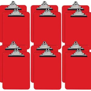 Red Plastic Clipboards, 12 Pack, Durable, 12.5 x 9 Inch, Standard Metal Clip, by Better Office Products, Red, Set of 12