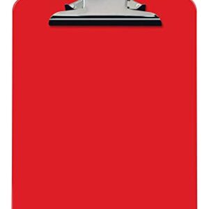 Red Plastic Clipboards, 12 Pack, Durable, 12.5 x 9 Inch, Standard Metal Clip, by Better Office Products, Red, Set of 12