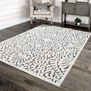 my texas house by orian bluebonnets area rug, 5'2" x 7'6", natural/gray