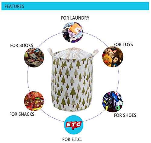 HeyToo 17.7in Drawstring Waterproof Foldable Laundry Hamper,Dirty Clothes Laundry Basket,Handle Linen Bin Storage Organizer for Toy Collection Tree