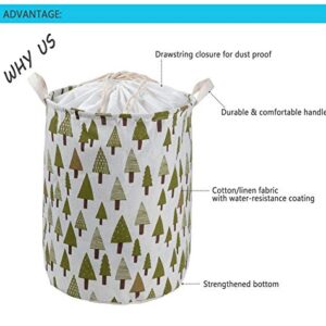 HeyToo 17.7in Drawstring Waterproof Foldable Laundry Hamper,Dirty Clothes Laundry Basket,Handle Linen Bin Storage Organizer for Toy Collection Tree