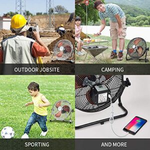 Whirlwind Life Battery Operated Fan, Home or Outdoor Dual-use Portable Fan,With 15600mAh Capacity Battery Can Running 5-24 Hours, Design For Camping，Patio，with USB Output For Phone