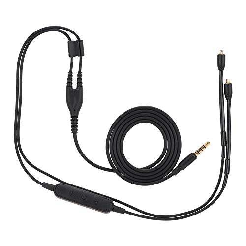 MMCX Replacement Headphone Cable, TPE Headphone Extension Cable with 3.5mm Plug for Shure se215 se425 se535 se846 ue900(Black with mic)