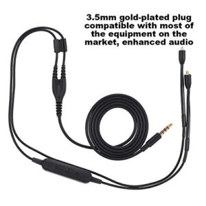 MMCX Replacement Headphone Cable, TPE Headphone Extension Cable with 3.5mm Plug for Shure se215 se425 se535 se846 ue900(Black with mic)