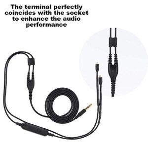 MMCX Replacement Headphone Cable, TPE Headphone Extension Cable with 3.5mm Plug for Shure se215 se425 se535 se846 ue900(Black with mic)