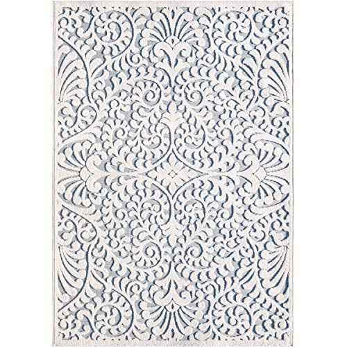 My Texas House by Orian Bluebonnets Area Rug, 5'2" x 7'6", Natural Blue