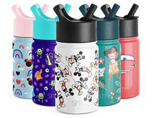 simple modern disney mickey mouse toddler water bottle with straw lid | reusable insulated stainless steel kids cup | summit collection | 10oz, mickey mouse retro