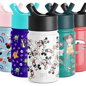 Simple Modern Disney Mickey Mouse Toddler Water Bottle with Straw Lid | Reusable Insulated Stainless Steel Kids Cup | Summit Collection | 10oz, Mickey Mouse Retro