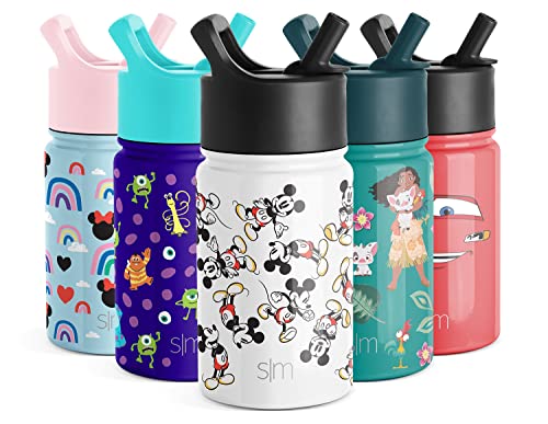 Simple Modern Disney Mickey Mouse Toddler Water Bottle with Straw Lid | Reusable Insulated Stainless Steel Kids Cup | Summit Collection | 10oz, Mickey Mouse Retro