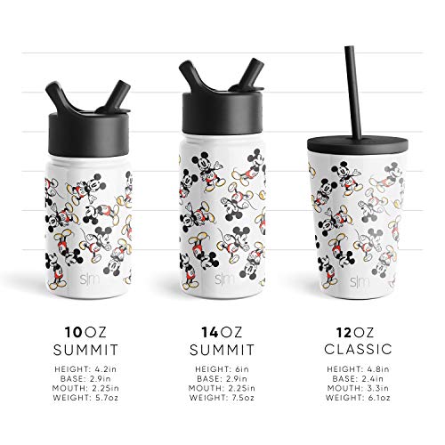 Simple Modern Disney Mickey Mouse Toddler Water Bottle with Straw Lid | Reusable Insulated Stainless Steel Kids Cup | Summit Collection | 10oz, Mickey Mouse Retro