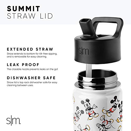 Simple Modern Disney Mickey Mouse Toddler Water Bottle with Straw Lid | Reusable Insulated Stainless Steel Kids Cup | Summit Collection | 10oz, Mickey Mouse Retro