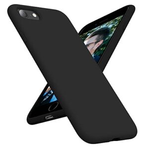 otofly iphone se case,iphone 8 case,ultra slim fit phone cases liquid silicone cover with full body soft bumper protection anti-scratch shockproof case compatible with iphone se/8/7 4.7 inch (black)