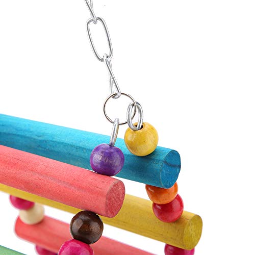 Parrot Swing Toys, Triangle Climbing Ladders Hanging Bell Toy Colorful Wood Beads Bird Perch for Parakeet Cockatiel Macaw African Grey Cockatoo Lovebird Finch