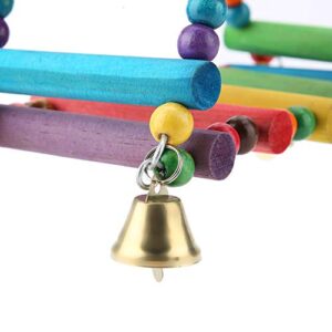 Parrot Swing Toys, Triangle Climbing Ladders Hanging Bell Toy Colorful Wood Beads Bird Perch for Parakeet Cockatiel Macaw African Grey Cockatoo Lovebird Finch